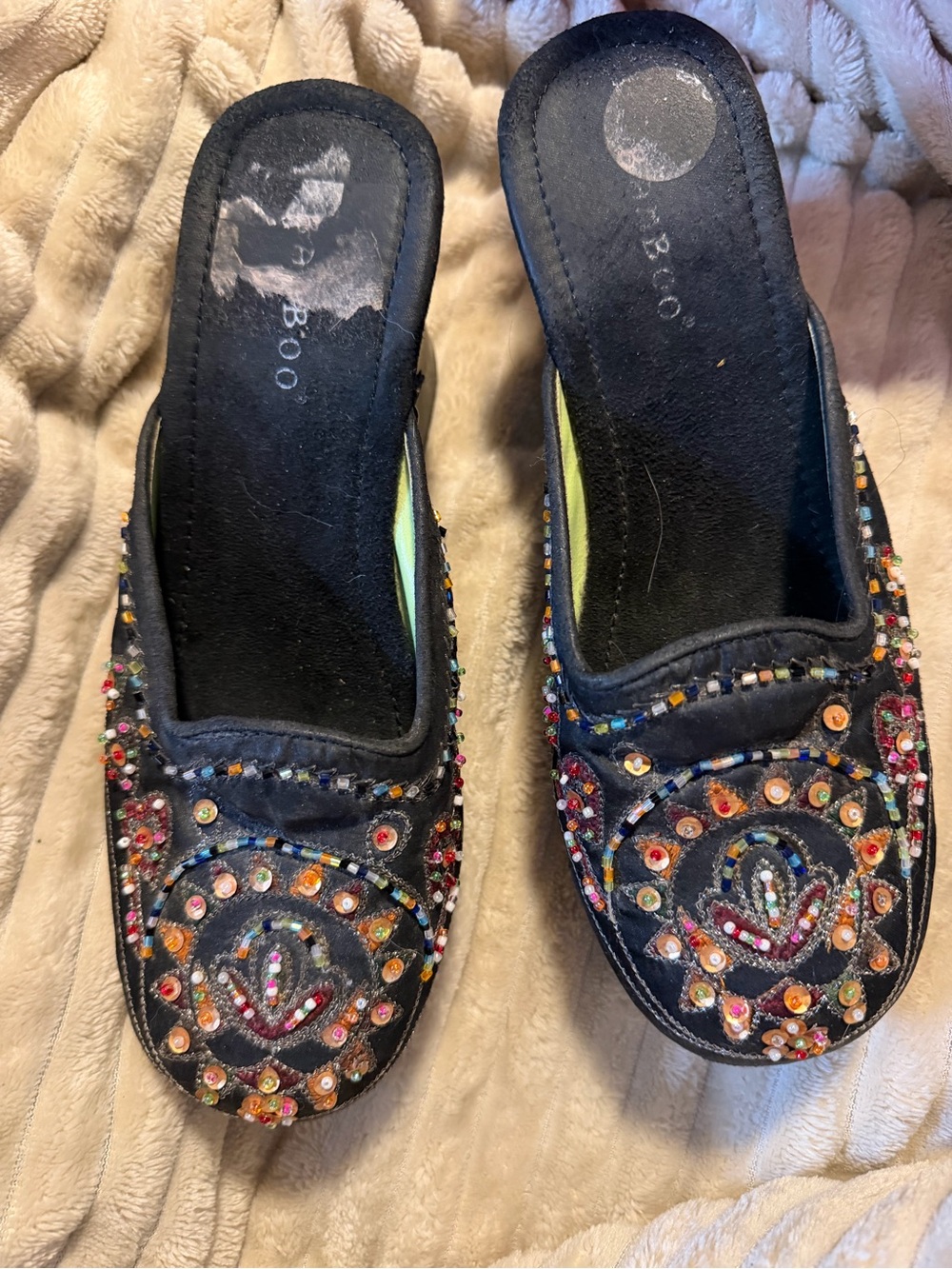 Taboo Vintage Beaded Wedge Clogs
